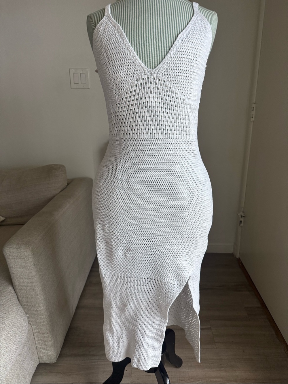 Wilfred White Crochet Knit Swim Coverup Dress